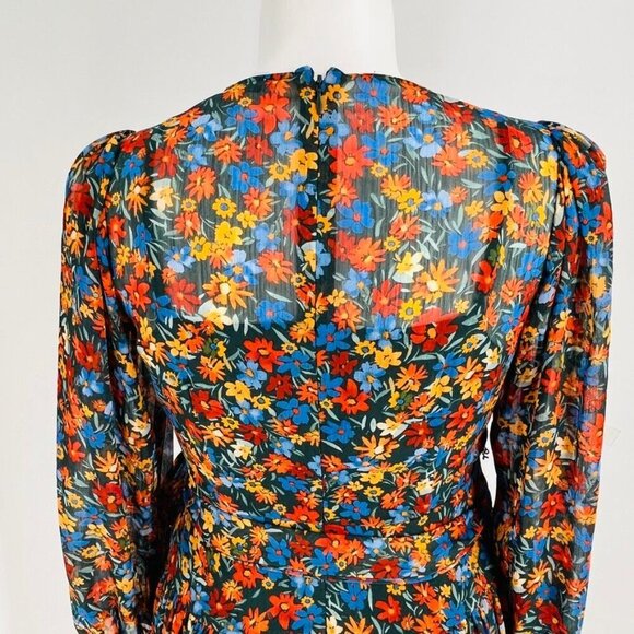 Calvin Klein Surplice Neck Faux Wrap Midi Dress Size 10 3/4 Sleeve Floral Print - Picture 8 of 16